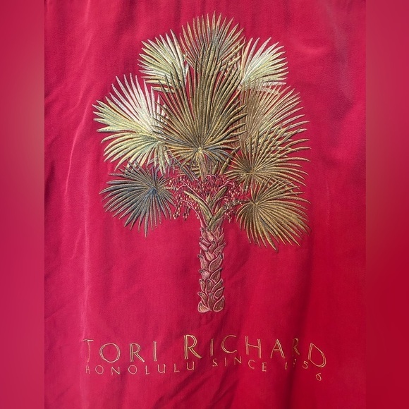 TORI RICHARD HONOLULU‎ SINCE 1956 MEN'S 100% SILK SHIRT SIZE M NWT RED/GOLD - Picture 6 of 9